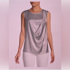 Halston ruched sleeveless top. Color silver metallic. Size XS Originally $99